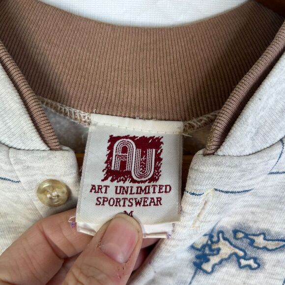 Art Unlimited SportsWear VTG Travel Nautical Map Sweater Cotton Blend Size MD - Picture 7 of 9